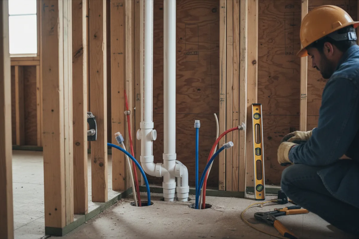 Drain and supply rough-in during Drain Cleaning in Harold